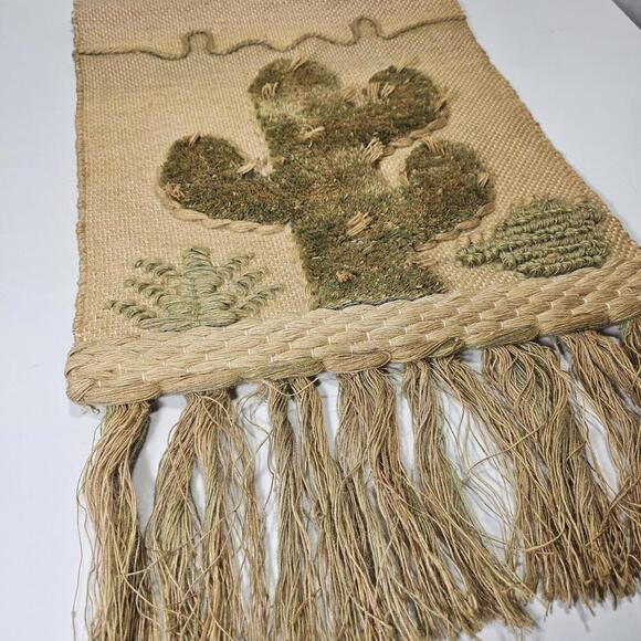 Vintage 1986 ICA Wall Hanging Southwest Woven Jute Textured 3D Cactus Tapestry - Picture 15 of 15